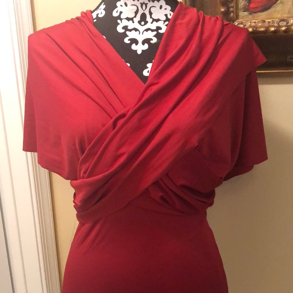 L’atiste 🔥 Dress pencil stretch skirt point hem shirred zip back wide sashes